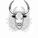 Longhorn Bull wearing a kimono tattoo design idea
