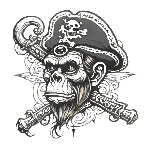 Pirate-monkey tattoo design idea