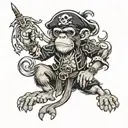 Pirate-monkey tattoo design idea