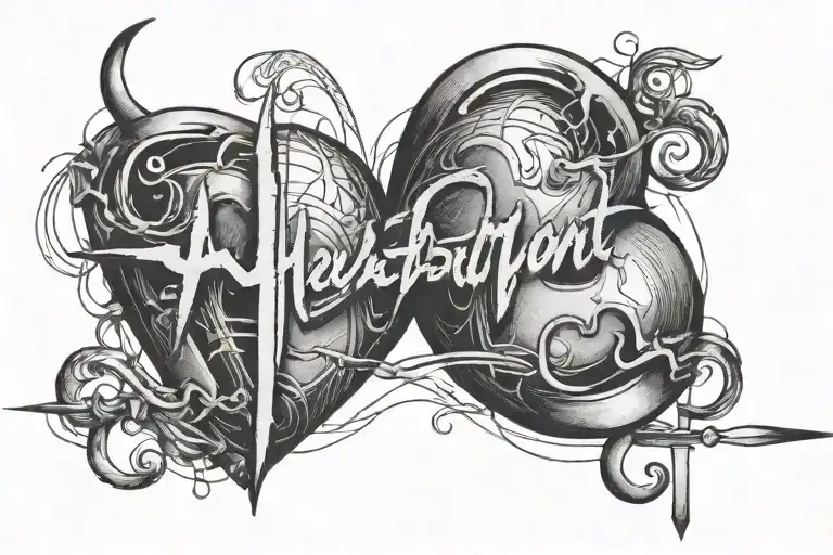 heartbeat with name tattoo design idea