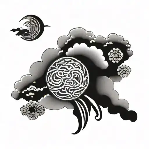 japanese clouds with old school style tattoo full sleeve  tattoo design idea