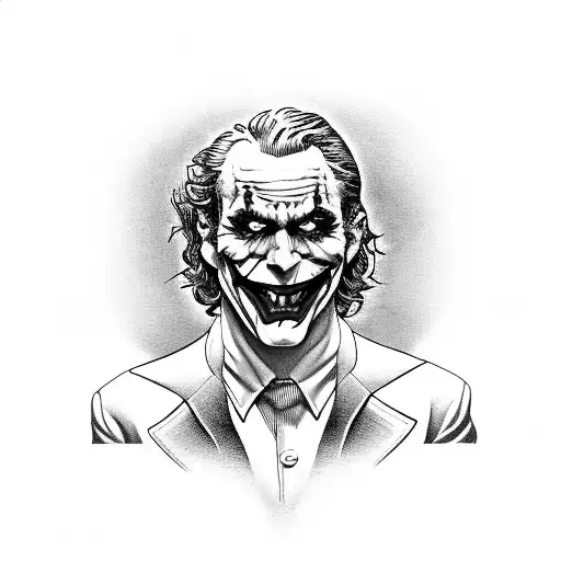 the Joker in the style of Brian bolland from the killing joke tattoo design idea