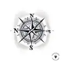 compass with an anchor, feather & arrow tattoo design idea