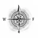 compass with an anchor, feather & arrow tattoo design idea