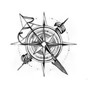 compass with an anchor, feather & arrow tattoo design idea