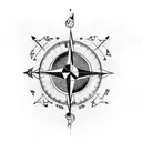 compass with an anchor, feather & arrow tattoo design idea