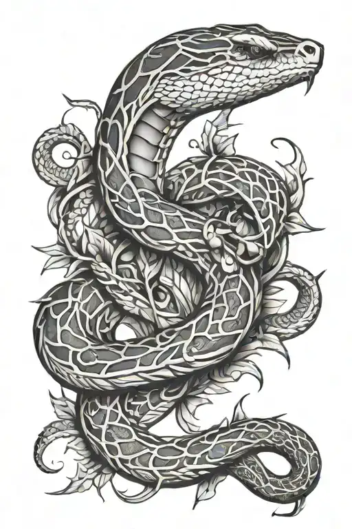 snake thorny vines tattoo design idea