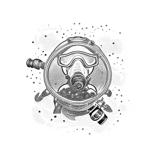 Scuba diver with a pet dog tattoo design idea