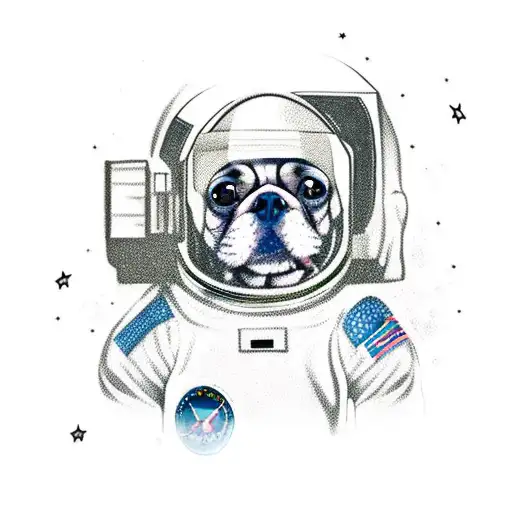 Dog in astronaut suit tattoo design idea