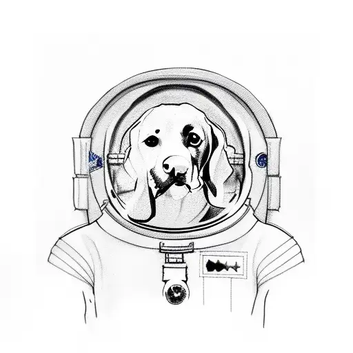 Dog in astronaut suit tattoo design idea