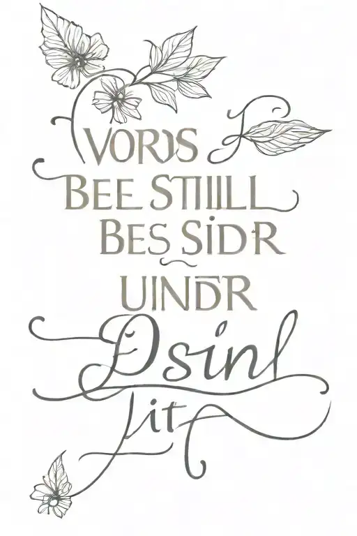 words Be Still under it say Psalm 46:10 tattoo design idea