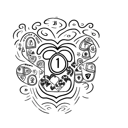 heart with numbers 1970 and 1975 tattoo design idea