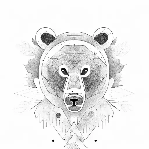 forest, presence of a bear  like a spiritual animal's and ancestral rebirth  tattoo design idea