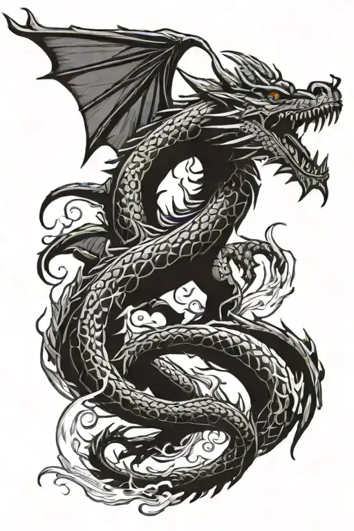 Slifer the Sky Dragon breathing fire tattoo design idea