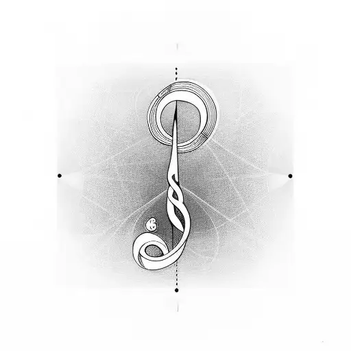 A minimalist tattoo of a musical note intertwined with an optical illusion tattoo design idea