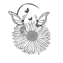Butterfly with sunflower tattoo design idea