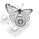 Butterfly with sunflower tattoo design idea