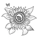Butterfly with sunflower tattoo design idea