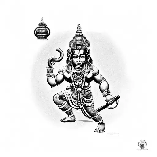 india hindu god hanuman, aircraft, gym, coffee, driving tattoo design idea