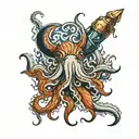 navy squid tattoo design idea