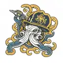 navy squid firefighter  tattoo design idea
