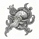 navy squid firefighter  tattoo design idea