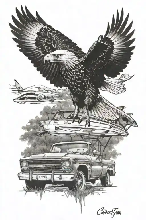 Christian, classic Chevy, hunting and fishing, Eagle Scout  tattoo design idea