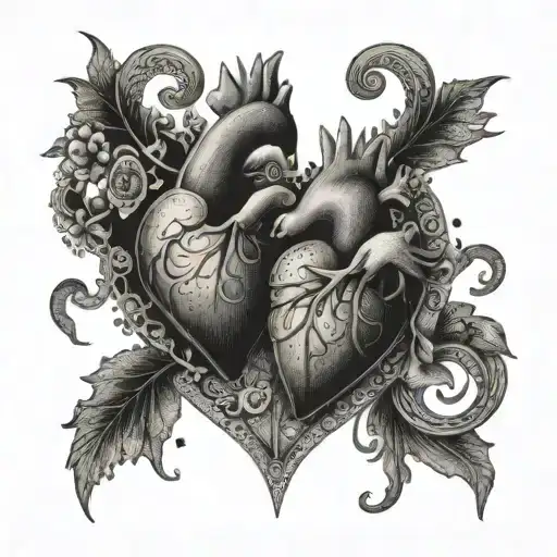 Two hearts living in secret love and encrypted tattoo model tattoo design idea