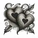 Two hearts living in secret love and encrypted tattoo model tattoo design idea