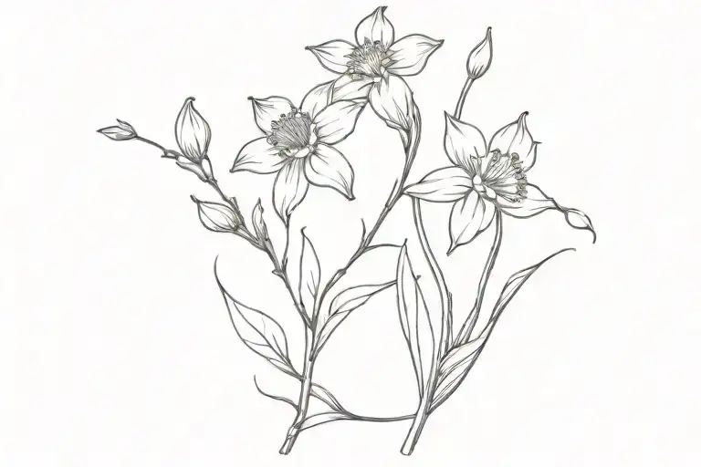 daffodil and cherry blossom in a vine tattoo design idea