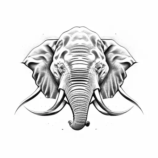 elephant head with 6 eyes and an asshole on the forehead tattoo design idea