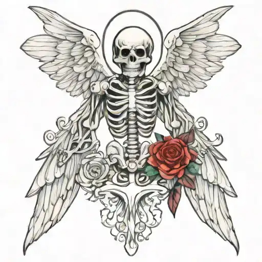 angel skeleton tattoo design idea