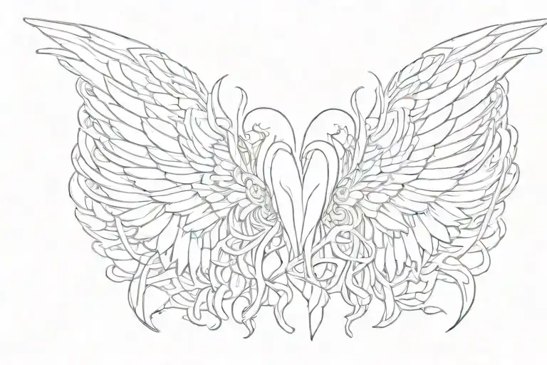 the name Thabsile with angel wings   tattoo design idea