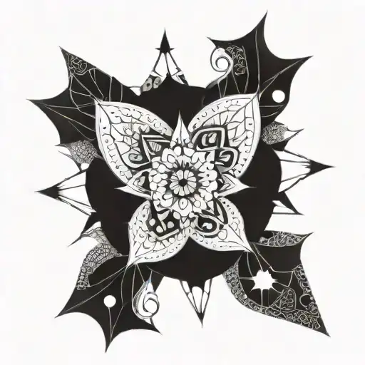 A tattoo design incorporating the 8 pointed star and mandalas, symbolizing spiritualism and astrology tattoo design idea
