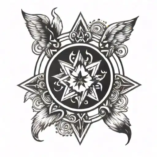 A tattoo design incorporating the 8 pointed star of Aphrodite symbolizing protection during magic. tattoo design idea