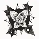 A tattoo design incorporating the 8 pointed star and mandalas, symbolizing spiritualism and astrology tattoo design idea
