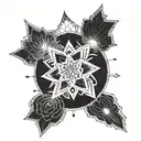 A tattoo design incorporating the 8 pointed star and mandalas, symbolizing spiritualism and astrology tattoo design idea