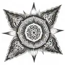 A tattoo design incorporating the 8 pointed star and mandalas, symbolizing spiritualism and astrology tattoo design idea