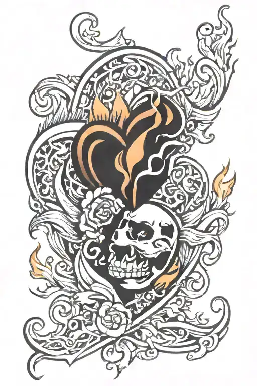 heart and flames shoulder tattoo tattoo design idea