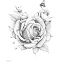 composition florale avec Théo avec se battre  tattoo design idea