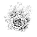 composition florale avec Théo avec se battre contre maladie avec Bevinda  tattoo design idea