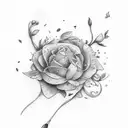 composition florale avec Théo avec se battre contre maladie avec Bevinda  tattoo design idea