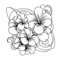 semcolon butterfly with petunia and  cosmo flower stems crossing eachother tattoo design idea