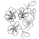 semcolon butterfly with petunia and  cosmo flower stems crossing eachother tattoo design idea