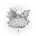 sexi lady virgo with a maple leaf and a full moon tattoo design idea