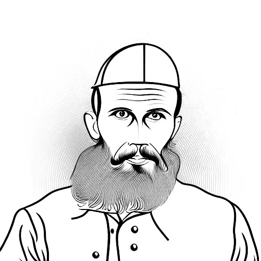 A portrait of Fyodor Dostoevsky with a coffee cup tattoo design idea