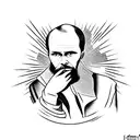A portrait of Fyodor Dostoevsky with a coffee cup tattoo design idea