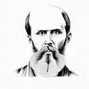 A portrait of Fyodor Dostoevsky with a coffee cup tattoo design idea