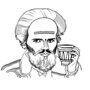 A portrait of Fyodor Dostoevsky with a coffee cup tattoo design idea