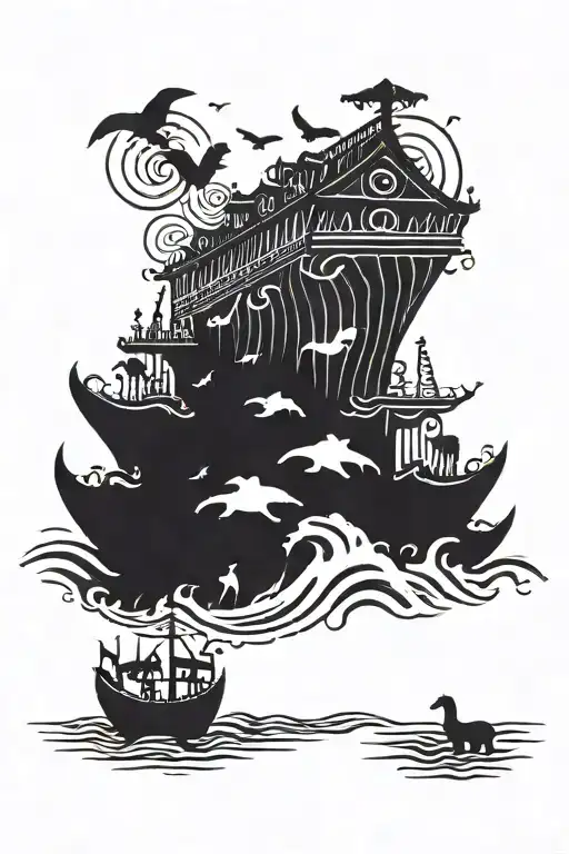 Noah's Ark and the Flood tattoo design idea